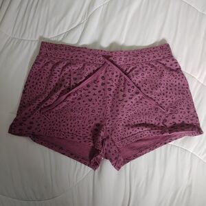 Leopard Print Women's Sleep Shorts - Mauve Purple
